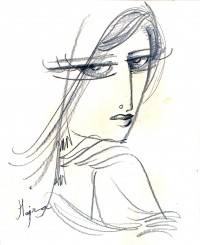 Hajra Mansoor, 14 x 11 inch, Charcoal on Paper, Figurative Painting, AC-HM-061 Hajra Mansoor, 14 x 11 inch, Charcoal on Paper, Figurative Painting, AC-HM-061